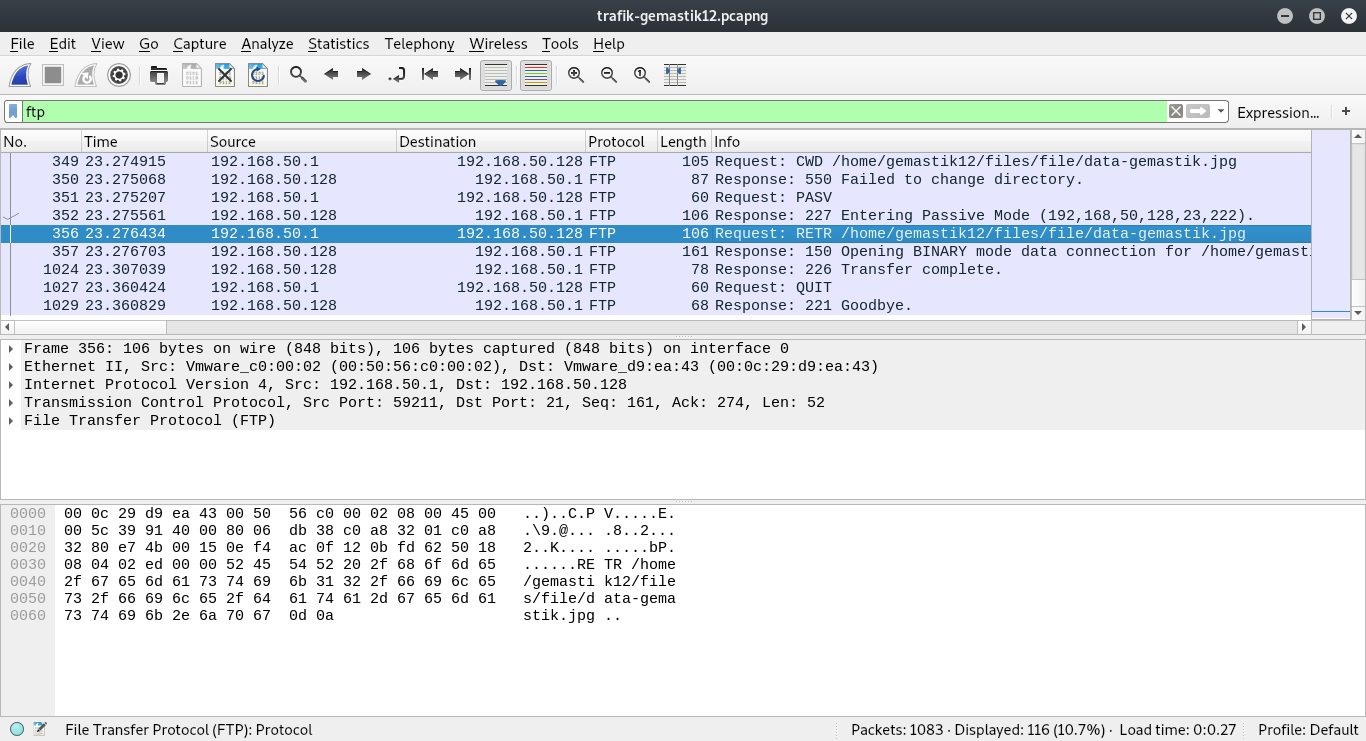 Wireshark-FTP Packet 356