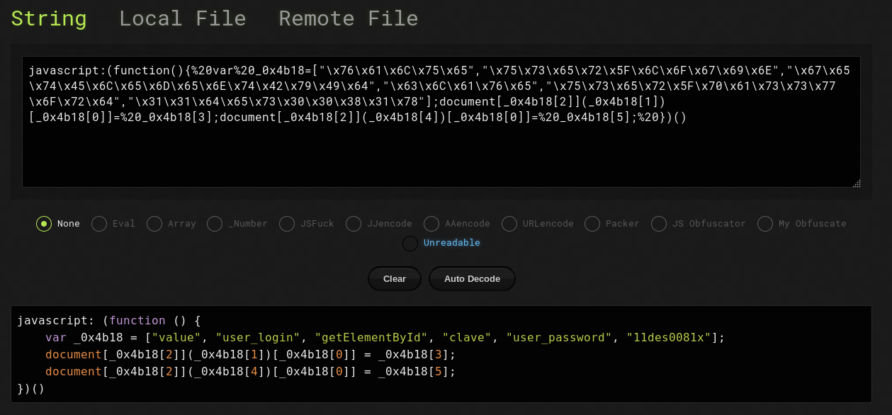 Deobfuscate javascript
